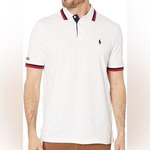 Polo Ralph Lauren Blue Sleeve ring‎ Big Pony Horse Logo White Polo Size XL